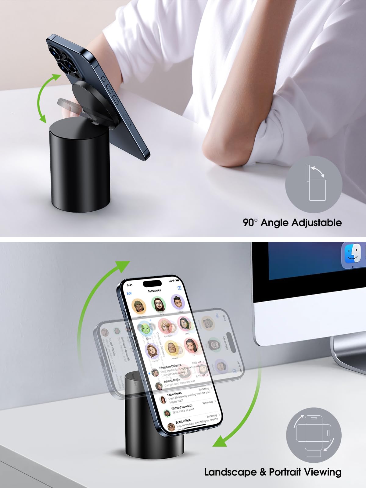 elitehood Heavy Duty Aluminum Magnetic Phone Stand, for Magsafe Stand for iPhone, Adjustable Cell Phone Holder for Desk, Computer Office Desk Accessories, Fits 4-11in iPhone, Kindle, iPads, Tablets - Medaid International