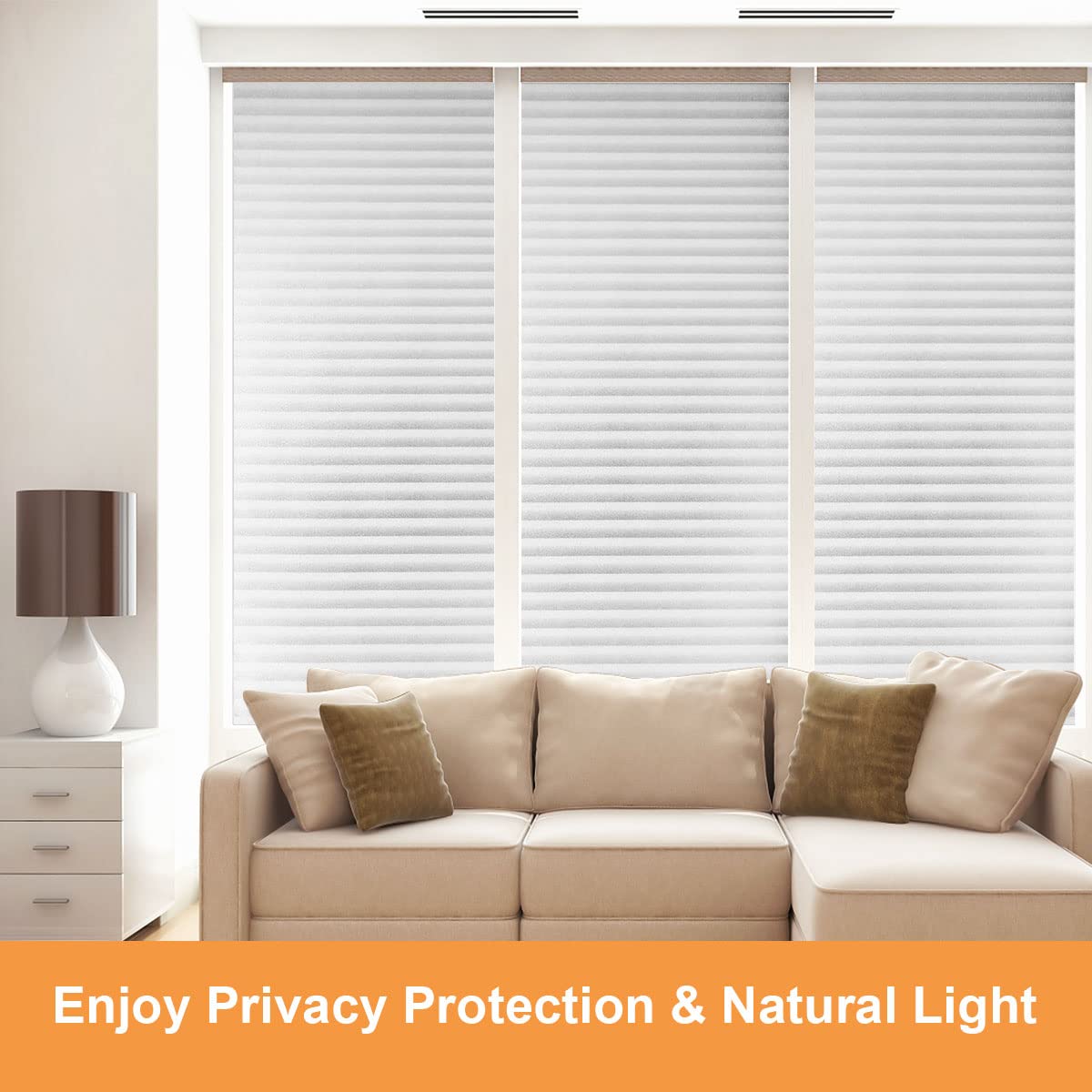 Arthome Privacy Frosted Window Film - Decorative Shutter Film, Static Cling Stained Glass Window Sticker for Home Office, Living Room, Bedroom, Meeting Room - 17.7" x 100" - Medaid International