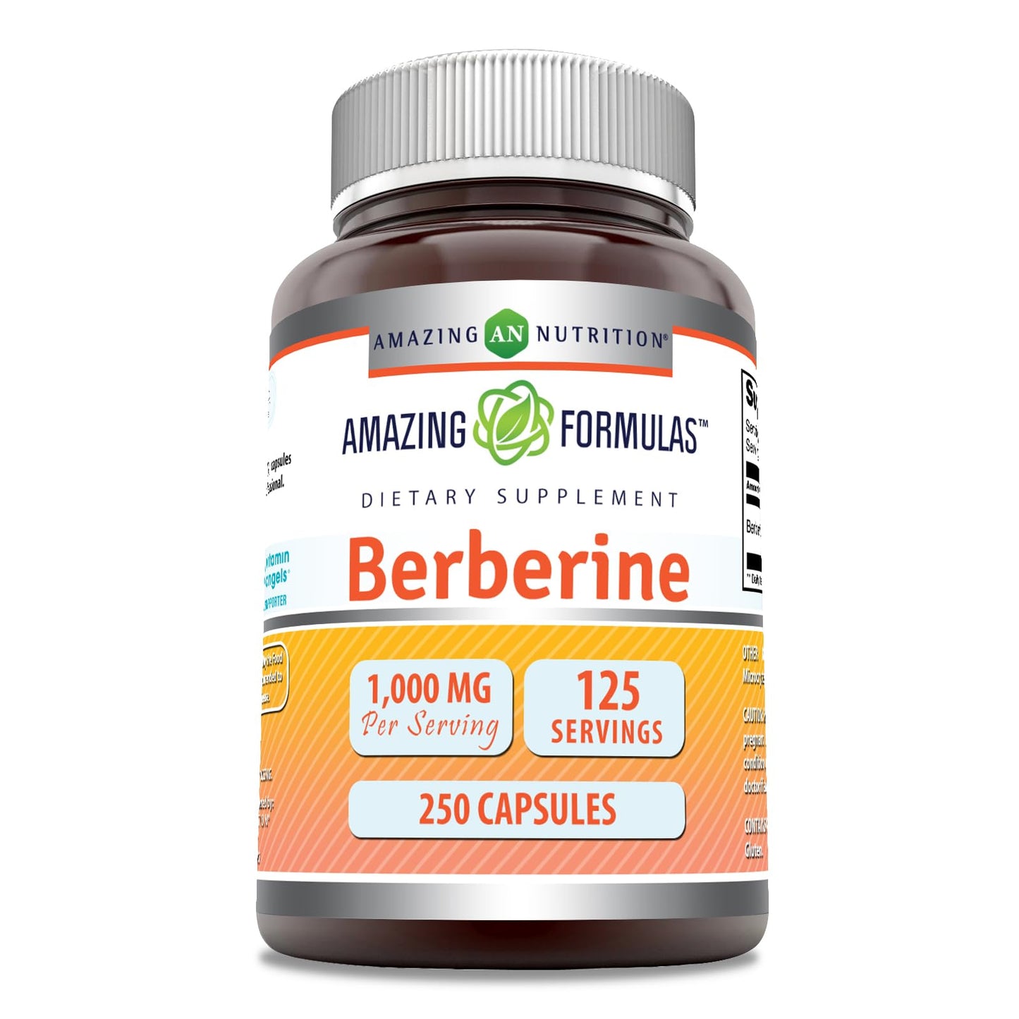 Amazing Formulas Berberine 1000mg Per Serving 250 Capsules Supplement | Non GMO | Gluten Free | Made in USA- Proudly Made in The USA with Guaranteed Purity & Potency - Medaid International