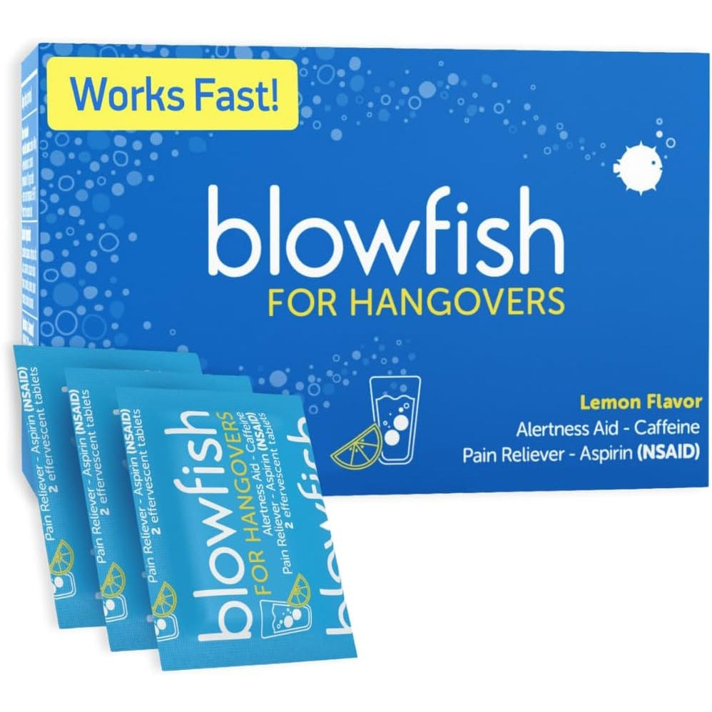 Blowfish for Hangovers - Fast Hangover Relief in 15 Minutes | Headache Relief, Energy, and Hydration in One Step | Single Box - Medaid - Lebanon