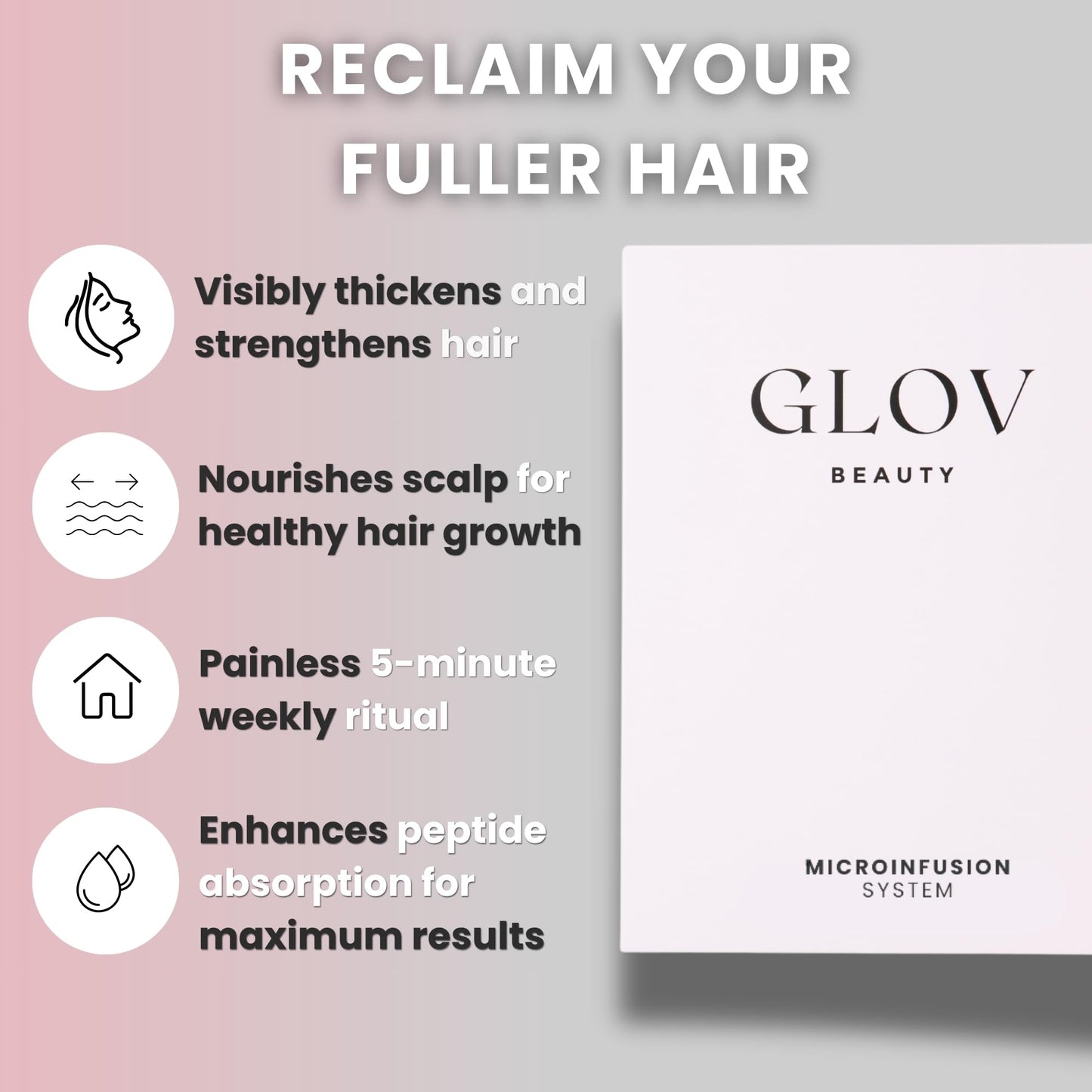 Glov Beauty Micro Infusion Hair Renewal Kit – 0.25mm Gold Derma Stamp with Hyaluronic Acid, Peptide & Botanical Serum Ampoules | Hydrating Scalp Treatment for Fuller, Thicker-Looking, Healthier Hair - Medaid International