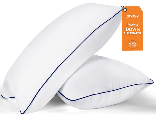 MZOIMZO Bed Pillows for Sleeping- Medium Soft, Queen Size Set of 2, Cooling Hotel Quality for Back, Stomach or Side Sleepers - Medaid International
