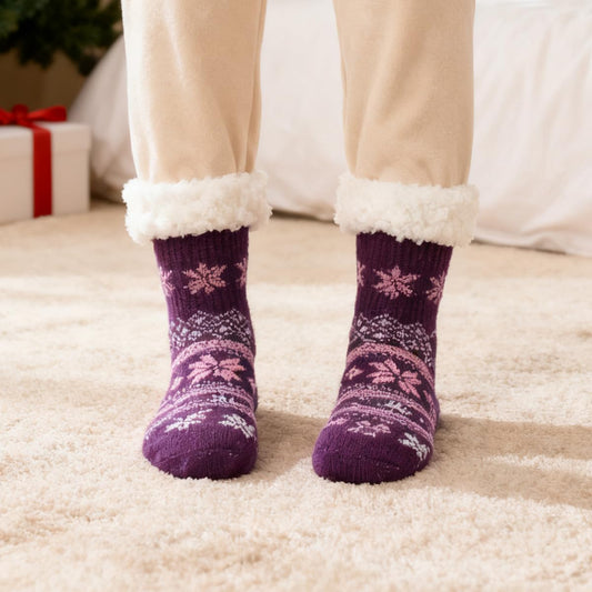 Cabin Socks,Slipper Fleece Lined Socks,Winter Warm Fuzzy Indoor Christmas Gifts Sock,Ultra Soft Christmas Winter Non Skid - Medaid International