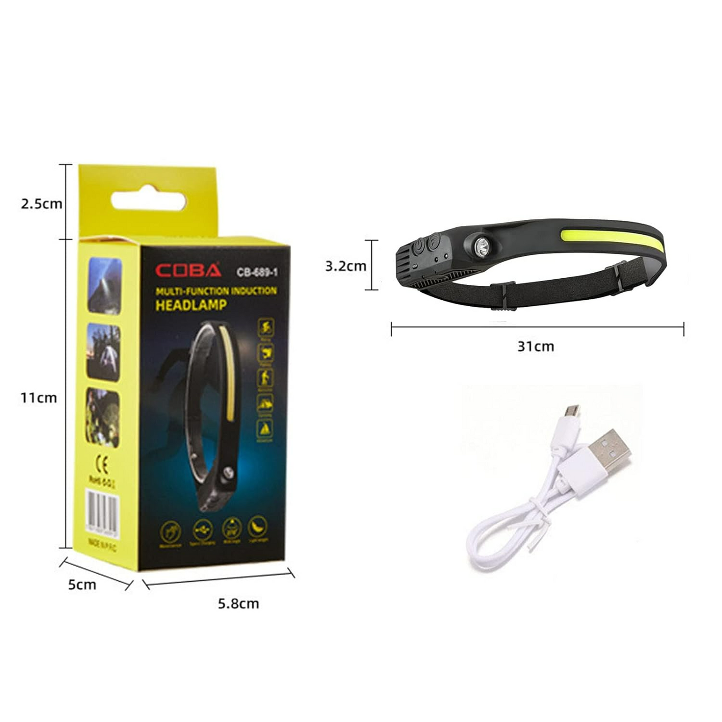 Bright Rechargeable Headlamp Flashlight, 8 Lighting Modes with Motion Sensor Head Lamp - Medaid International