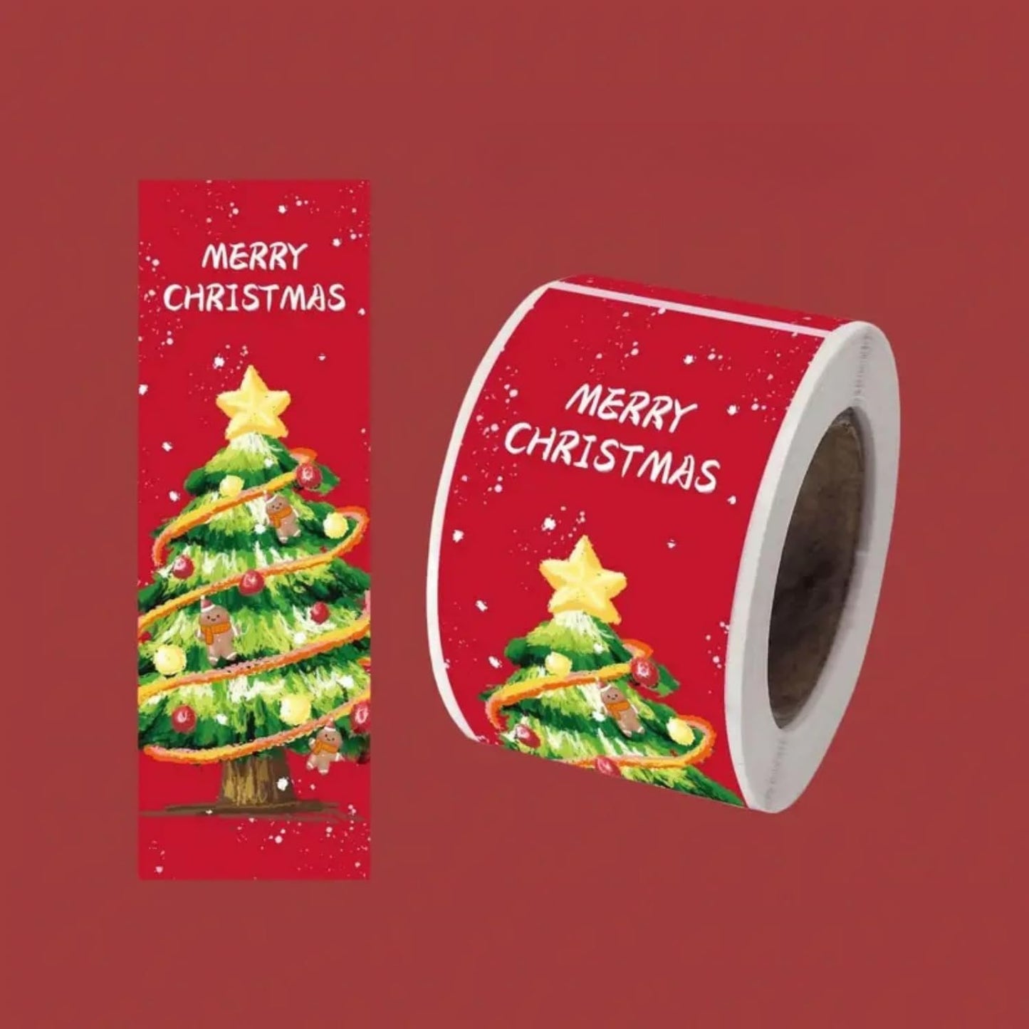 150psc Christmas Sealing Stickers Matte Adhesive Seals with Festive Tree for Gift Wrapping, Greeting Cards and Envelopes, Red - Medaid International
