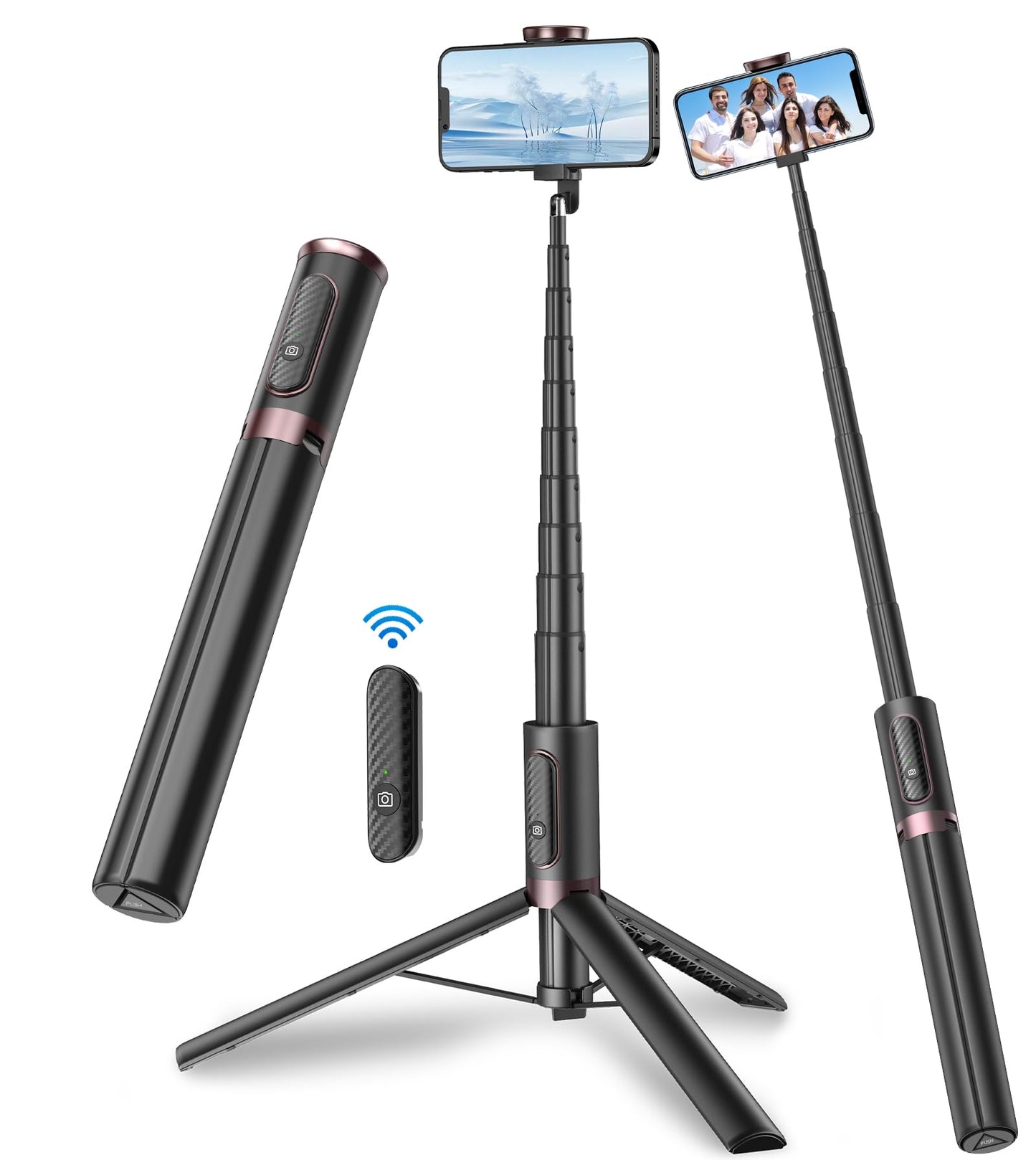 TONEOF 67" Cell Phone Selfie Stick Tripod,Smartphone Stand All-in-1 with Integrated Wireless Remote,Portable,Lightweight,Extendable for iPhone/Android(Black) - Medaid International