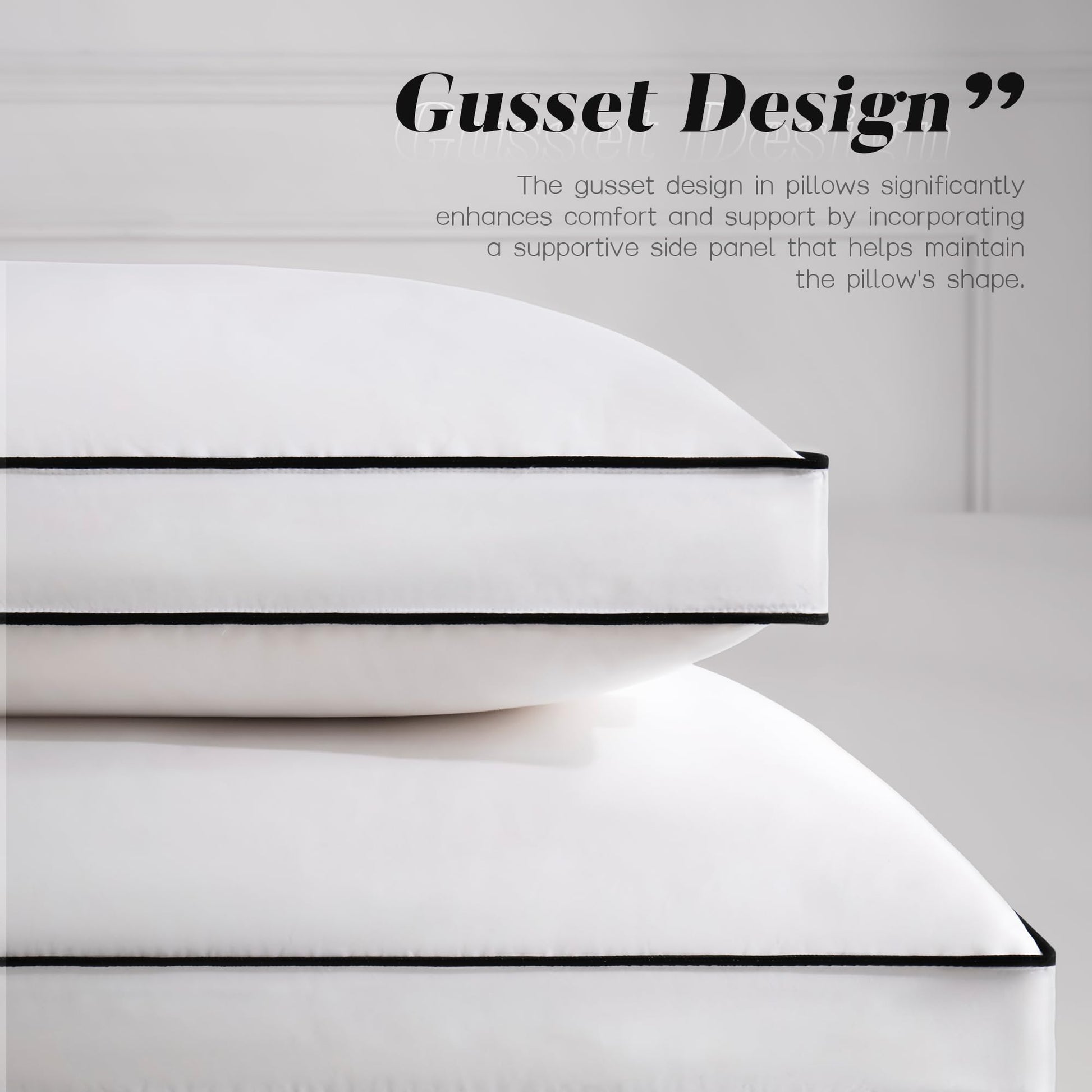 DOWNSTORIA Feather Down Pillows Queen Size Set of 2 with Gusset, Luxury Hotel Collection Bed Pillow 2 Pack, Down Surrounded Gusseted Pillows for Sleeping, Soft Fluffy for Side, Back Sleepers 20x30 in. - Medaid International