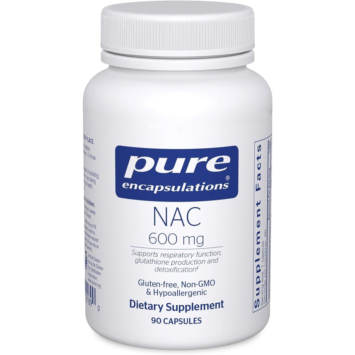Pure Encapsulations NAC 600 mg - N-Acetyl Cysteine NAC Supplement for Lung Health & Immune Support, Liver Support & Antioxidants* - with Freeform N-Acetyl-L-Cysteine - 90 Capsules - Medaid International