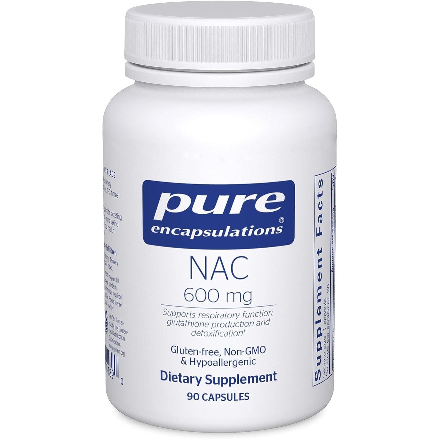Pure Encapsulations NAC 600 mg - N-Acetyl Cysteine NAC Supplement for Lung Health & Immune Support, Liver Support & Antioxidants* - with Freeform N-Acetyl-L-Cysteine - 90 Capsules - Medaid International