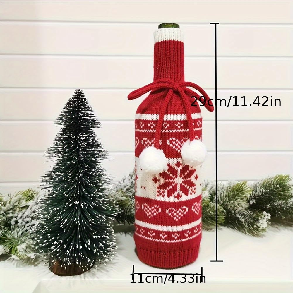 Christmas Bottle Topper Decor - Santa Wine Bottle Cover with Design, Festive Party Decoration for Holiday Home Decor, Christmas Party Supplies - Medaid International