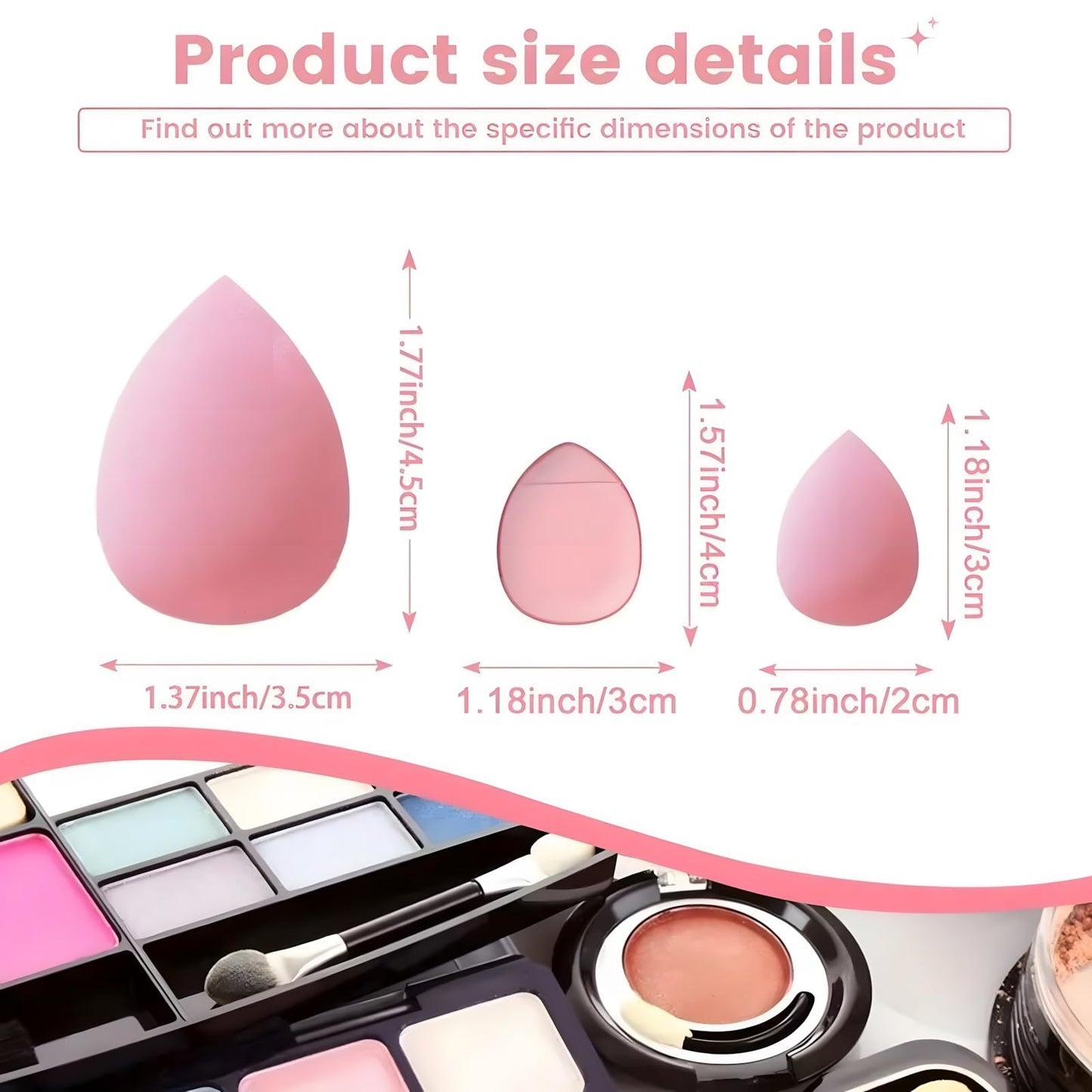 Makeup Sponge Set, 12 Pieces Latex Free Flawless Soft Setting, Beauty Blender Sponge Suitable for Liquid, Cream and Powder, Equipped with 3 Mini Beauty Sponges and 3 Mini Powder Puffs（Pink） - Medaid International