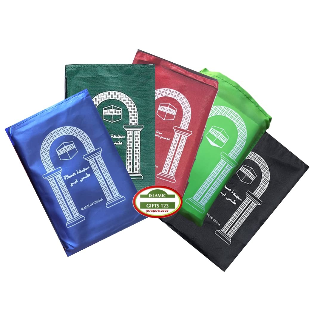 8 Pcs Mini Pocket Portable Travel Prayer Praying Rug Mat Namaz Carpet Islamic Muslim Gebetsteppich Musallah Foldable Waterproof Assortment, 5.2X4X2.2In, 123 E mats No zipper - Medaid International