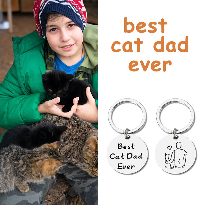 Cat Dad Christmas Gifts for Men Funny Keychain for Boyfriend Husband Birthday Gifts for Him Cat Daddy Gifts for Son Brother Fathers Day Gift for Cat Lovers Best Friend Friendship Gifts for Teen Boys - Medaid International