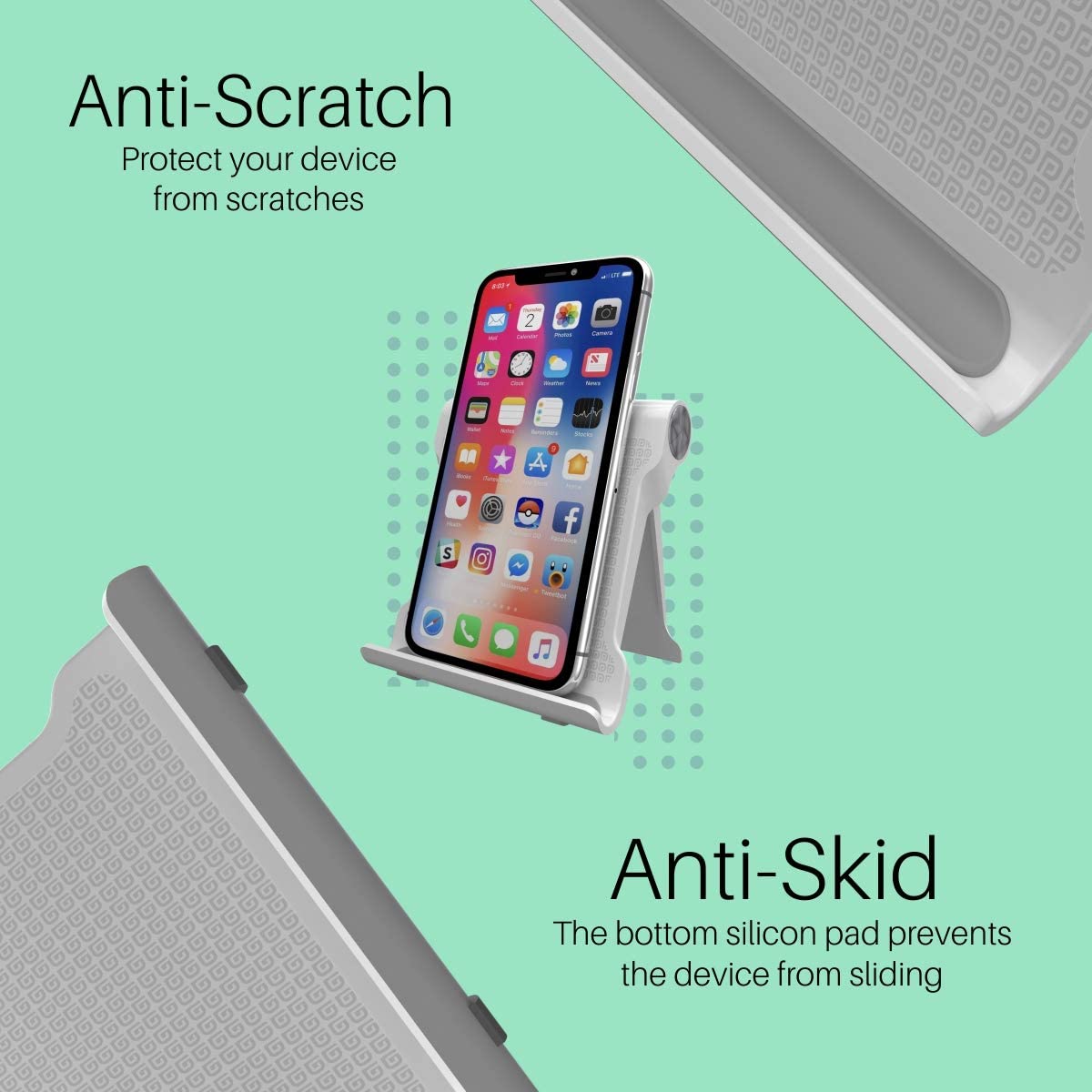 Portronics Modesk 200 Universal Mobile Phone Stand for Desktop Table for All Device Size Upto 7 Inch - Medaid International