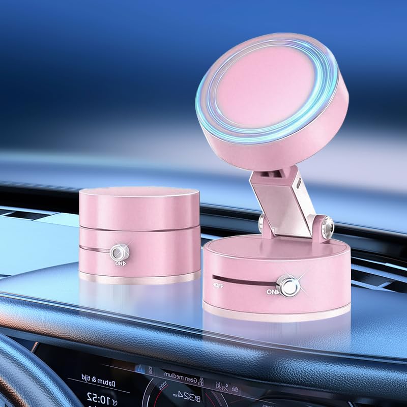 Pink Rotatable and Foldable Magnetic Phone Stand, Heavy-Duty Magnetic Fitness Mirror, Smooth Surface, All Vehicles - Medaid International