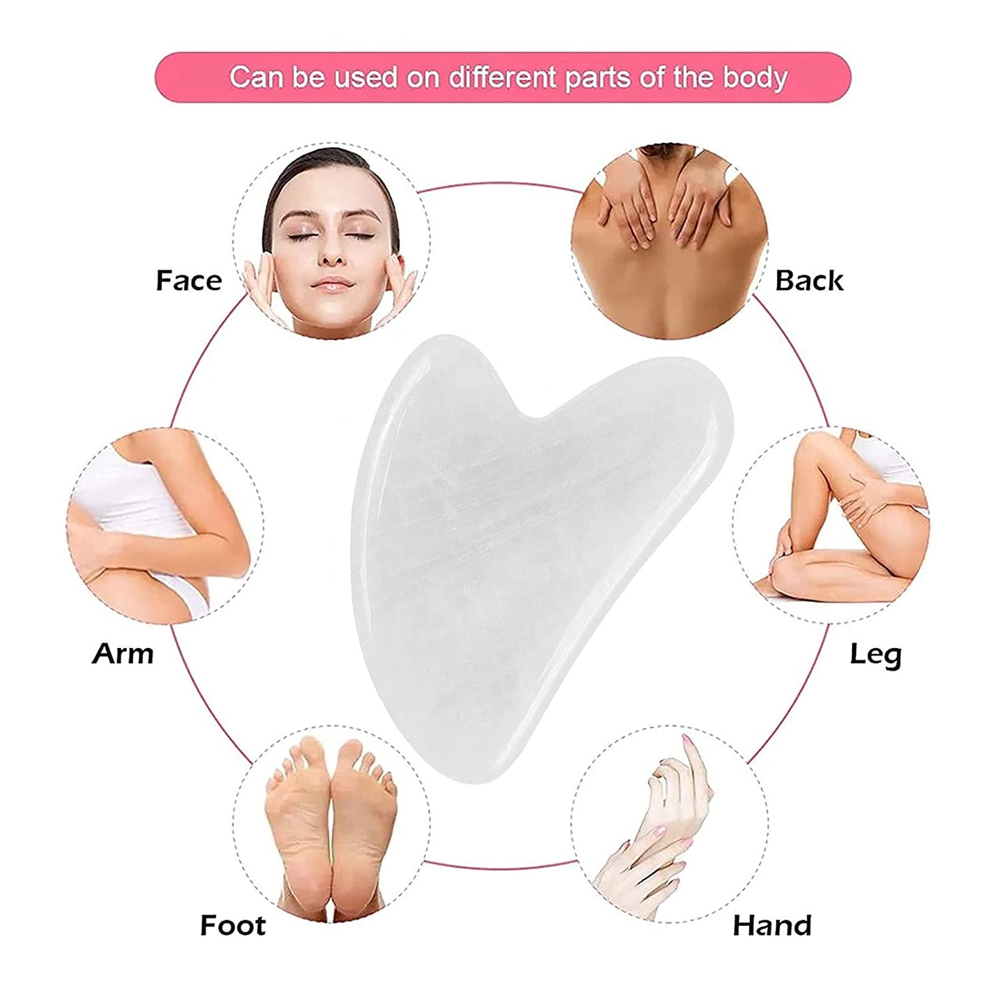 Gua Sha Facial Tools, Jade Gua Sha Stones Massage Scraping for Physical Therapy and SPA Acupuncture Therapy Used for Face, Eyes, Neck and Body (White) - Medaid International