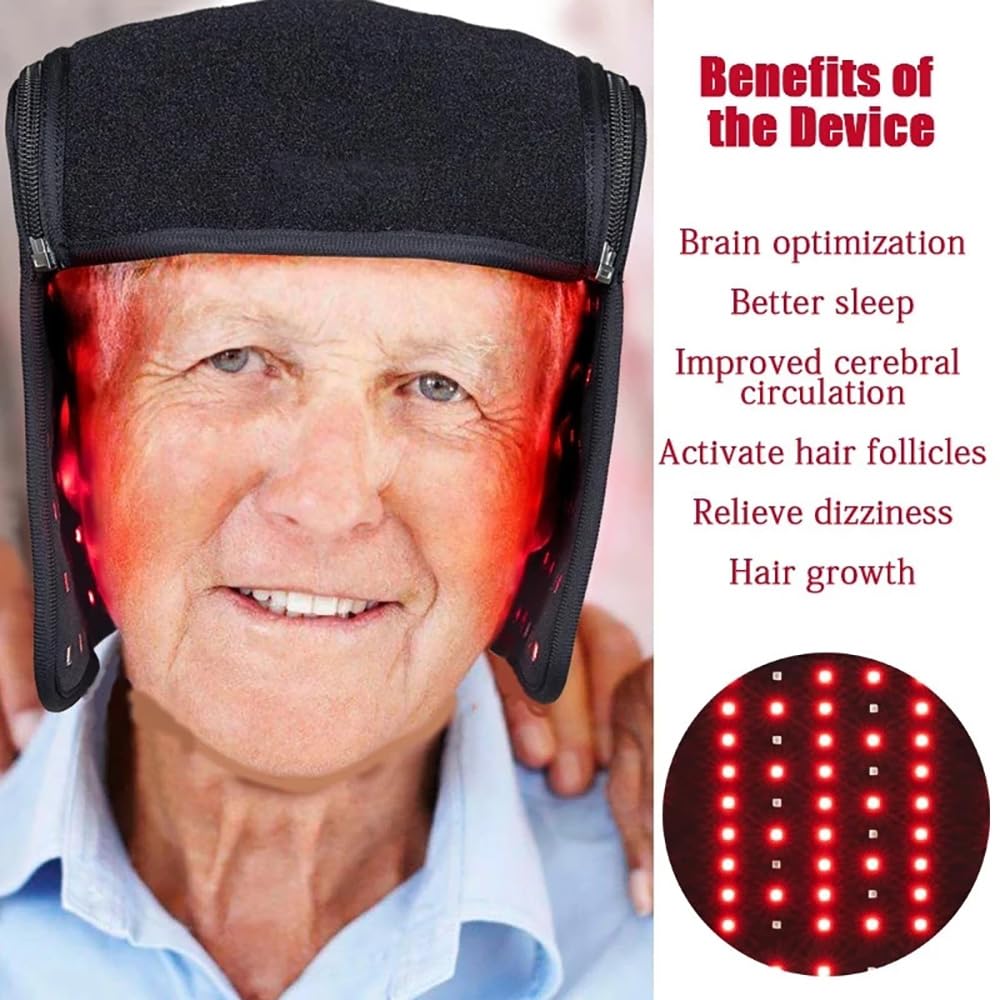 Red Light Therapy Hair Wrap - 660nm Red & 850nm Infrared Light, 10-90 Min Auto Shutoff, Portable Design for Stimulating Hair Growth & Activating Follicles. - Medaid International