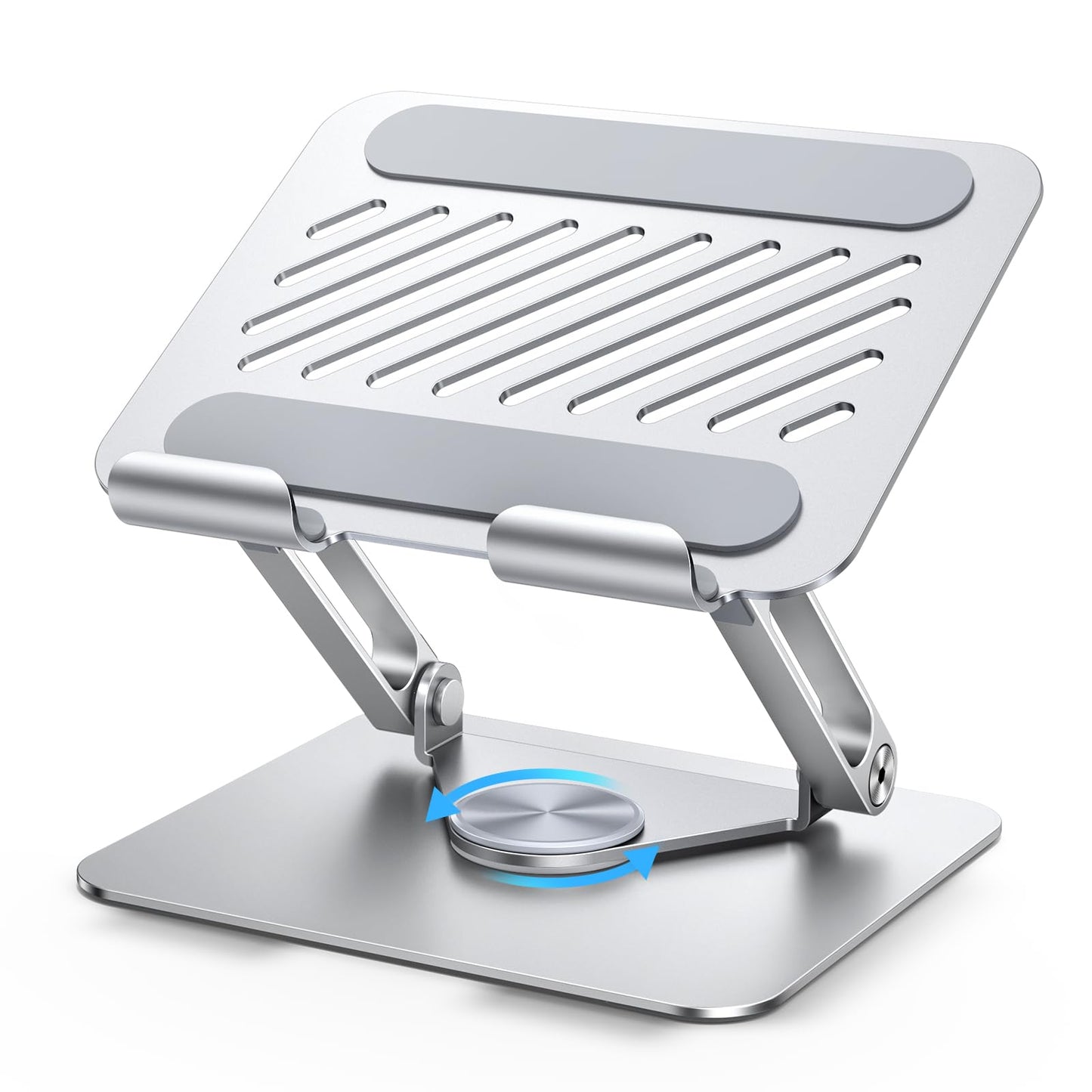 UGREEN Tablet Stand Holder for Desk with 360° Rotating Base Aluminum Dual Rod Support Adjustable Home Office Accessories Compatible with iPad Pro 13 12 11 Air Mini 5 4 3 Phone E-Reader Silver - Medaid International