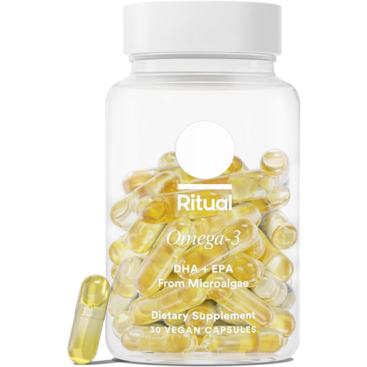 Ritual Omega 3 - Vegan - Science-Backed Dose of DHA & EPA Fatty Acids in 2:1 Ratio, Bioavailable, Brain and Heart Health Support, Minimal Burp-Back, Sustainably Sourced Microalgae, 30 Day Supply - Medaid International