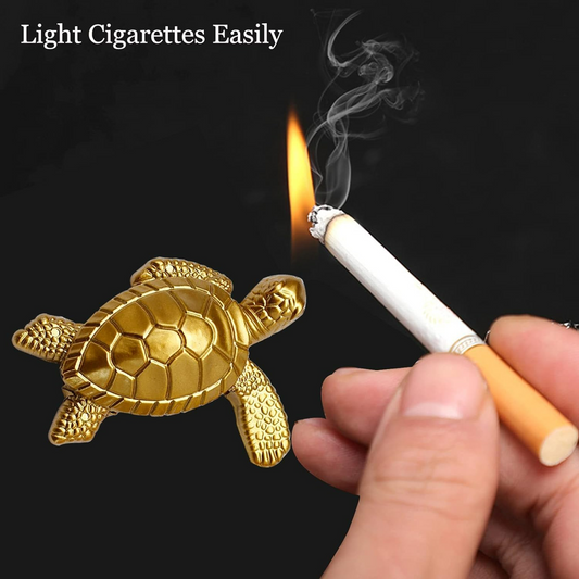 Turtle Lighter, Golden Tortoise Refillable Lighter - Medaid International
