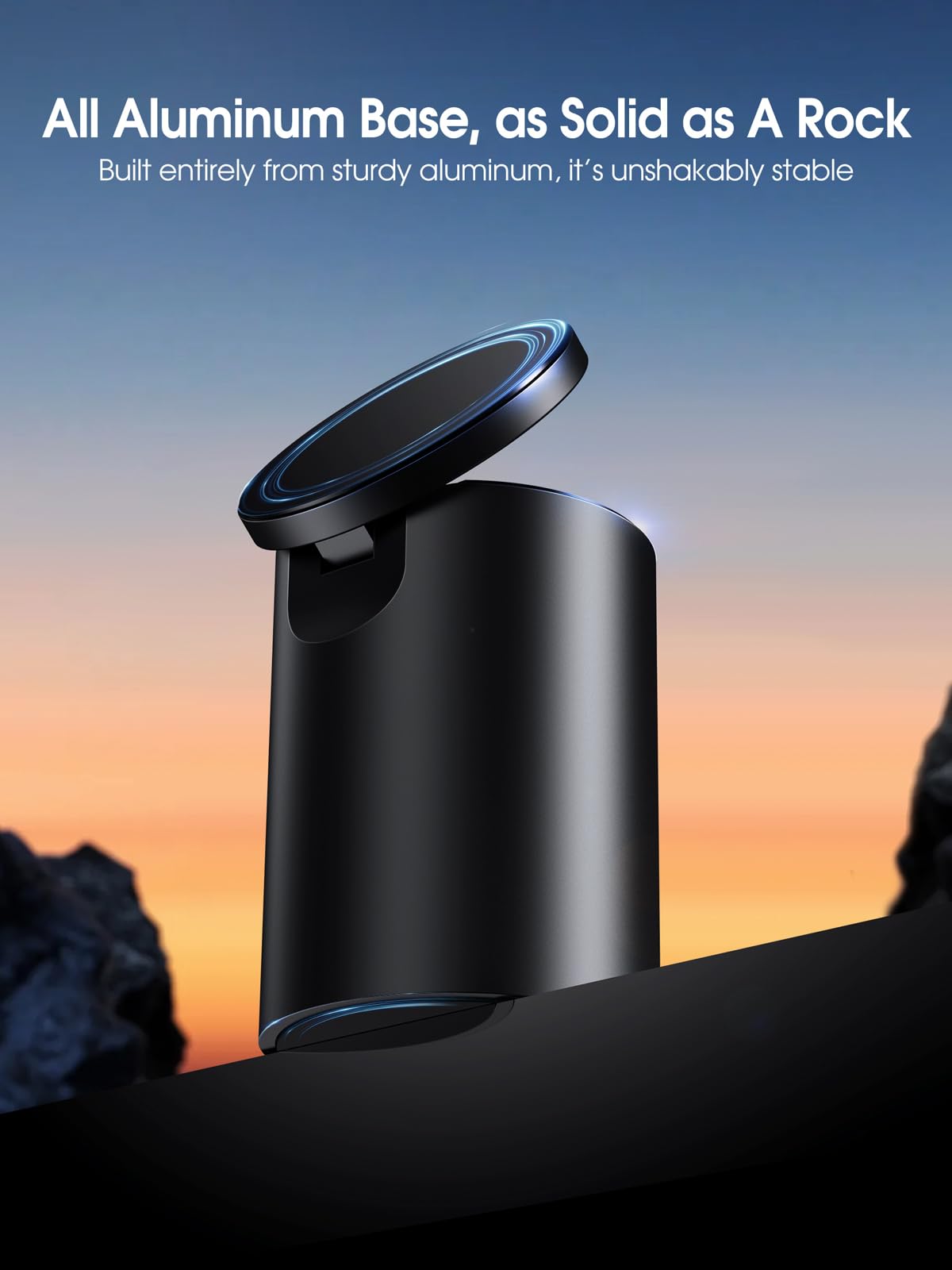 elitehood Heavy Duty Aluminum Magnetic Phone Stand, for Magsafe Stand for iPhone, Adjustable Cell Phone Holder for Desk, Computer Office Desk Accessories, Fits 4-11in iPhone, Kindle, iPads, Tablets - Medaid International