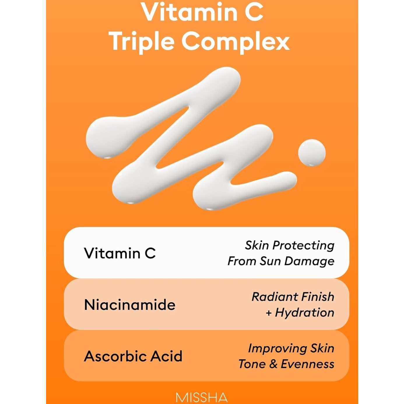 MISSHA All Around Vita C Sunscreen SPF 50/2.36 Fl Oz - Korean Sunscreen for Face with Vitamin C for Even Tone, Lightweight, Non-Sticky, Sebum Control - Medaid International