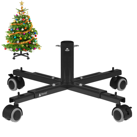 Tree Nest Christmas Tree Stand Base with Wheels Movable Christmas Fake Tree Holder for 6ft Artificial Tree Plant Taxi no Christmas Tree Collar or Tree Skirt Needed (Black) - Medaid International