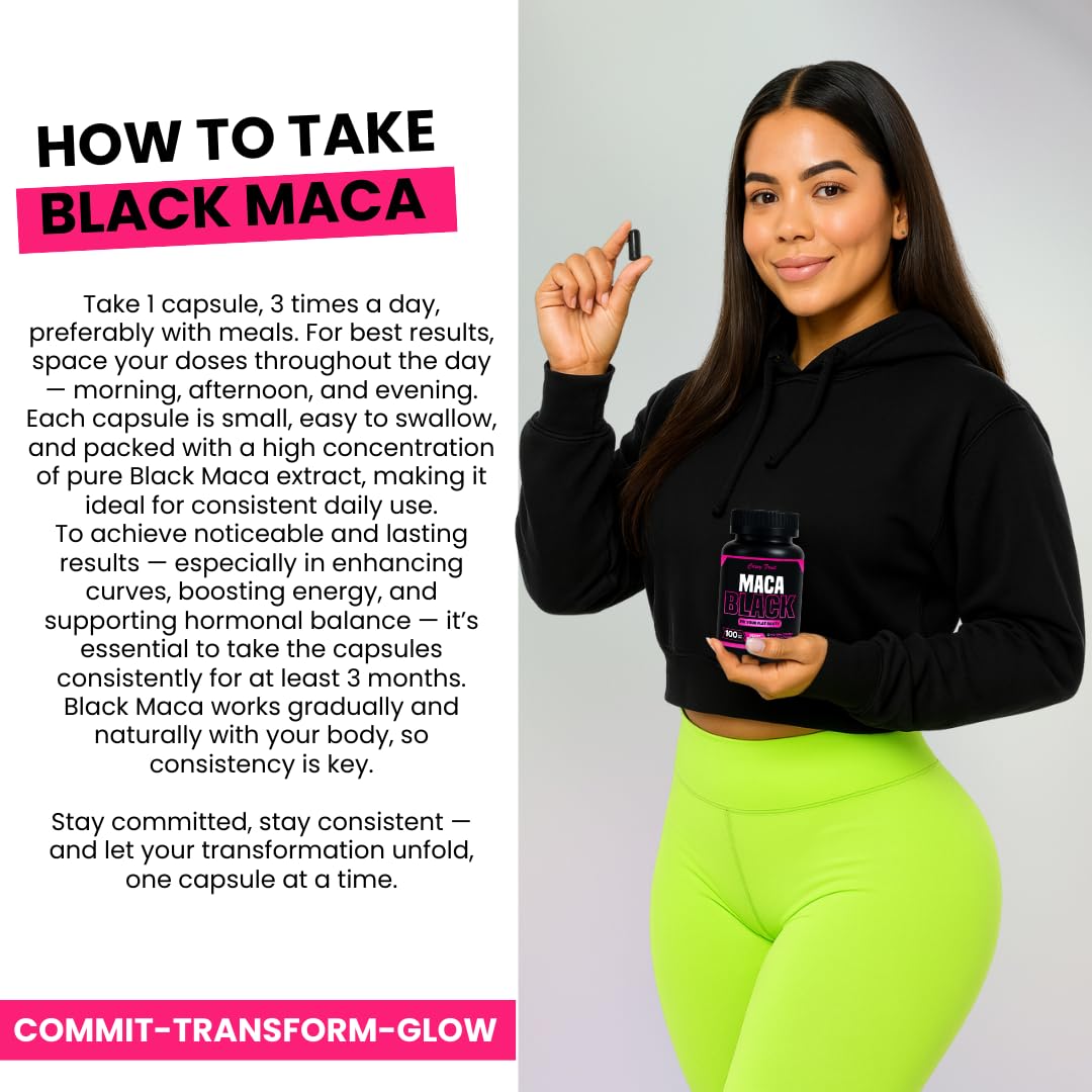 Genuine Black Maca Root Pills for a Big Butt Growing in Short time- 600 mg x 100 und (31 Days) by CurvyFruit - Medaid International
