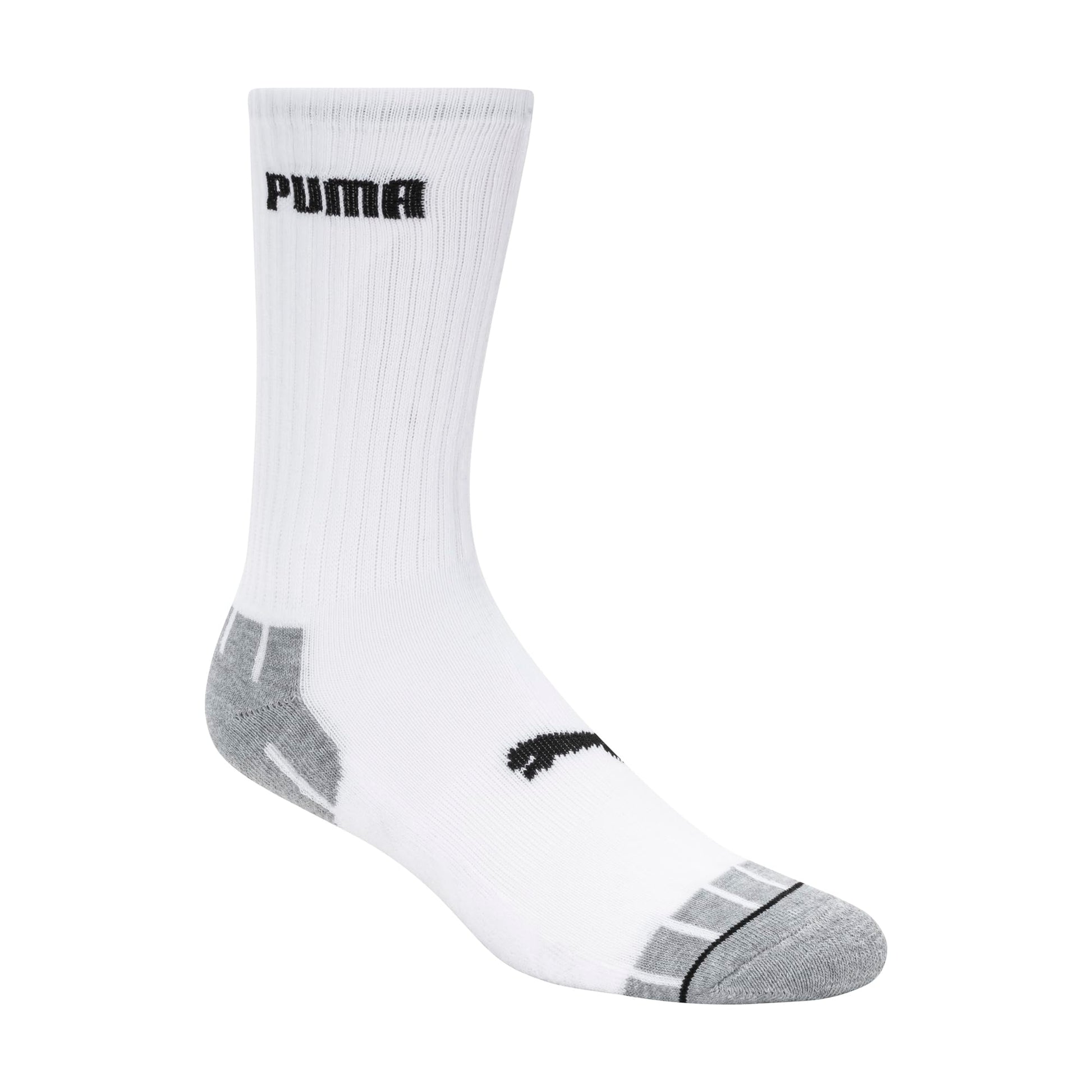 PUMA Men's 8 Pack Athletic Cushioned Crew Socks, White/Black, 43-47 - Medaid International