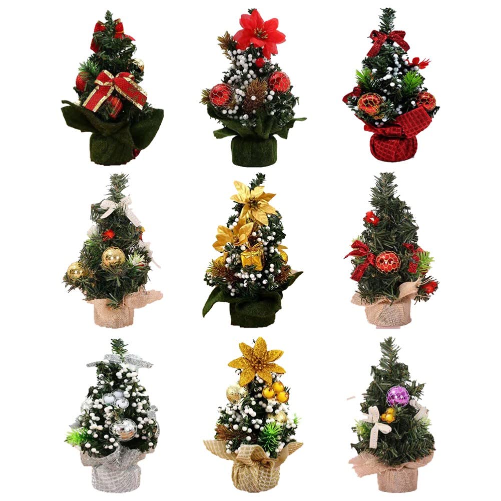 20cm Mini Christmas Tree Ornaments for Tabletop Decorations, Small Artificial Christmas Tree with PVC and Cloth Material, 65g Weight - Medaid International