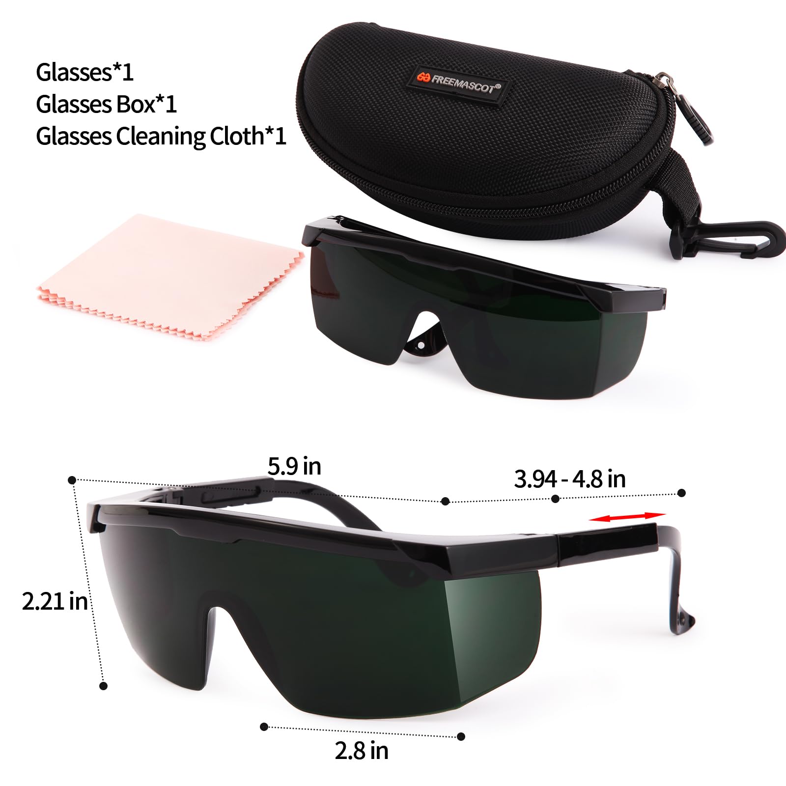 FreeMascot IPL 200nm-2000nm Laser Safety Glasses for Laser Hair Removal Treatment and Laser Cosmetology Operator Eye Protection with Case (Green) - Medaid International
