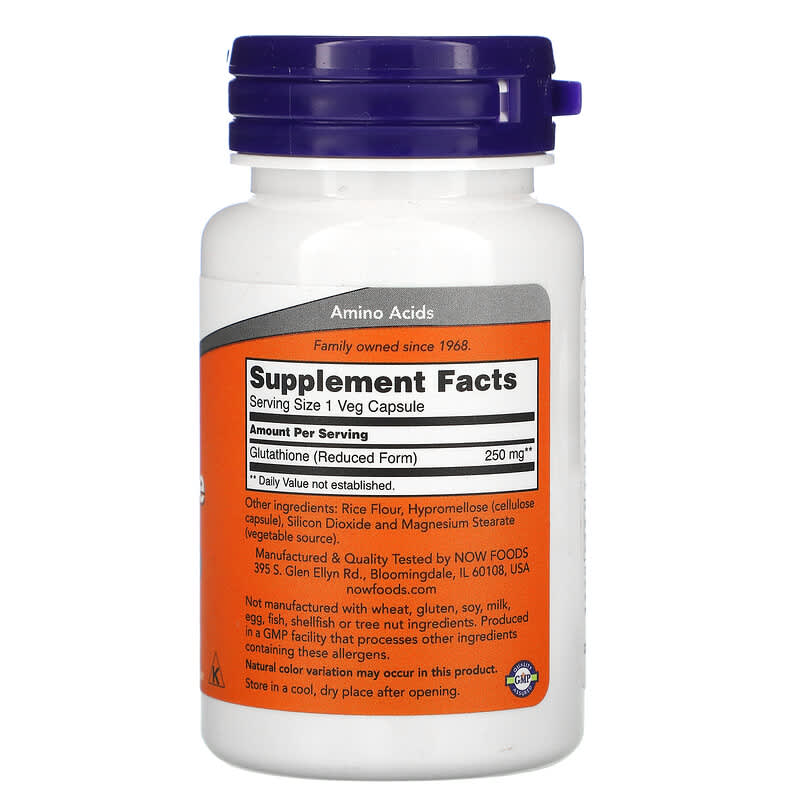 NOW Foods, Glutathione, 250 mg, 60 Veg Capsules - Medaid International