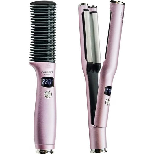 Classic Straightener Comb and Wave Styler Set, Light Pink - Medaid International