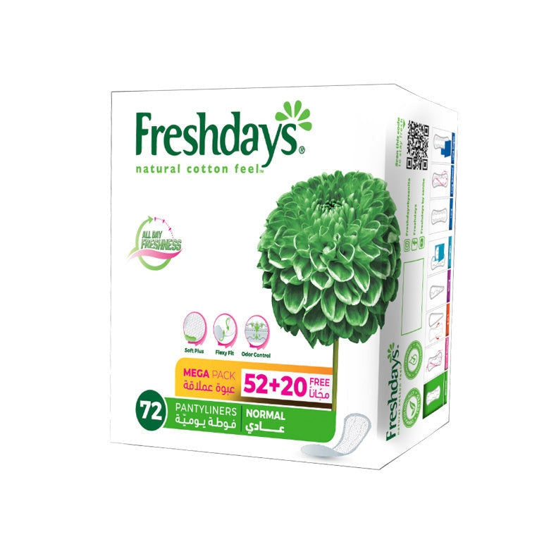 FRESHDAYS PANTY LINERS NORMAL 52+20FREE 72'S - Medaid International