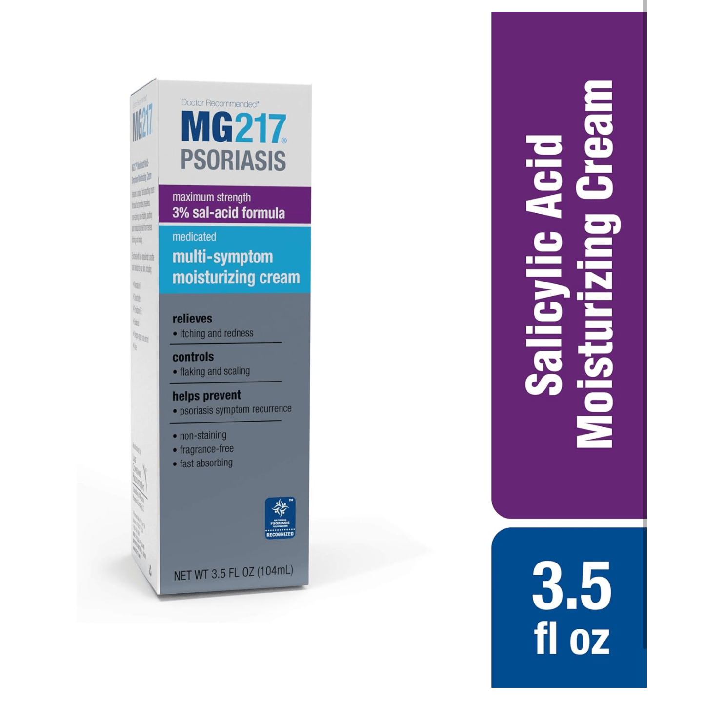 MG217 Psoriasis Cream, 3% Salicylic Acid Multi-Symptom Moisturizing Psoriasis Cream, 3.5 Fluid Ounce - Medaid