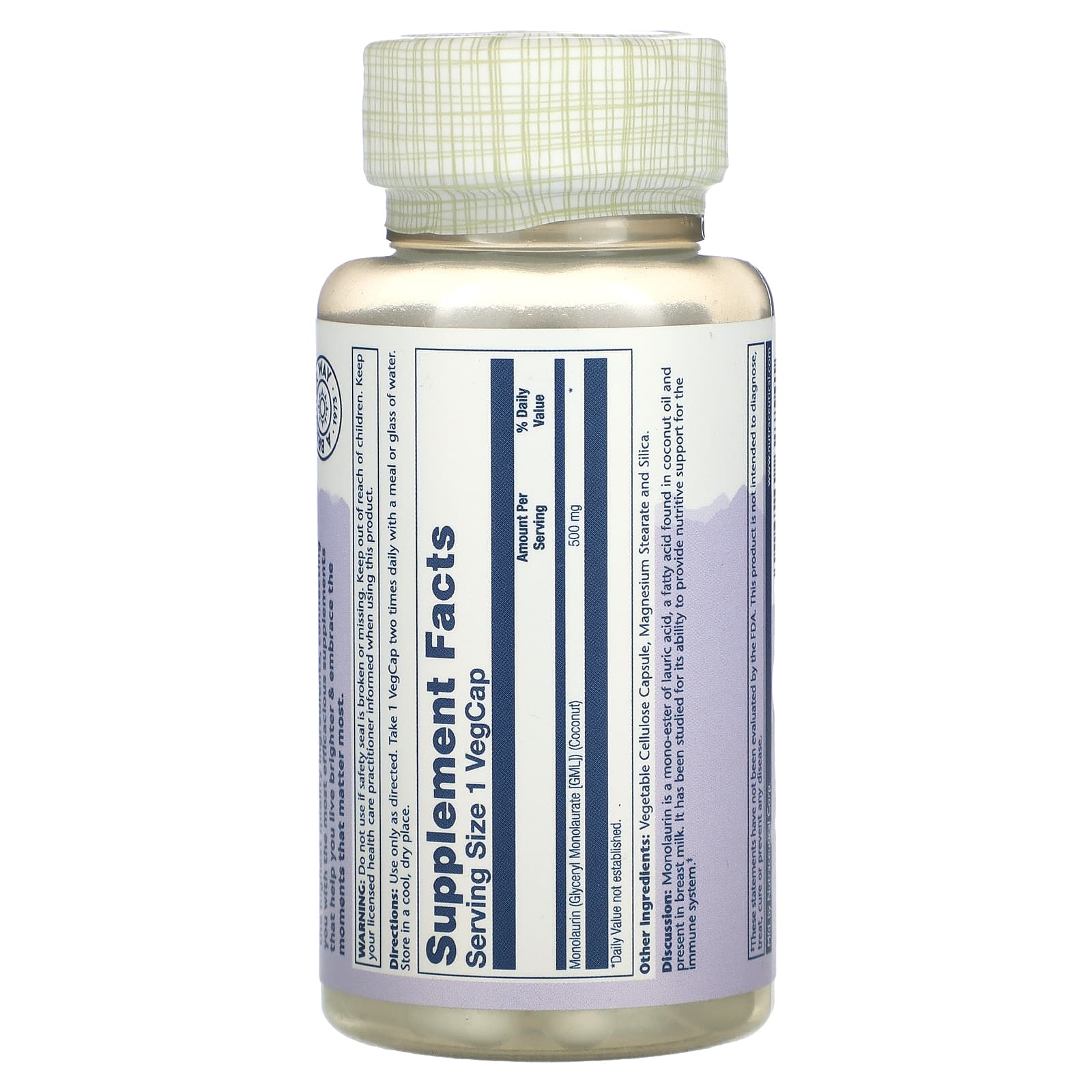Solaray, Monolaurin, 500 mg, 60 VegCaps - Medaid International