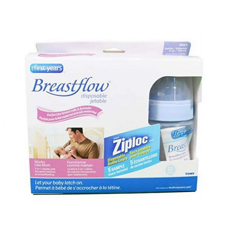 Baby Bottles - 3 bottles + 5 Liners - Disposable - Ziploc - Breastflow - 3 Pieces, 5 oz, Pack of 1 - Medaid - Lebanon