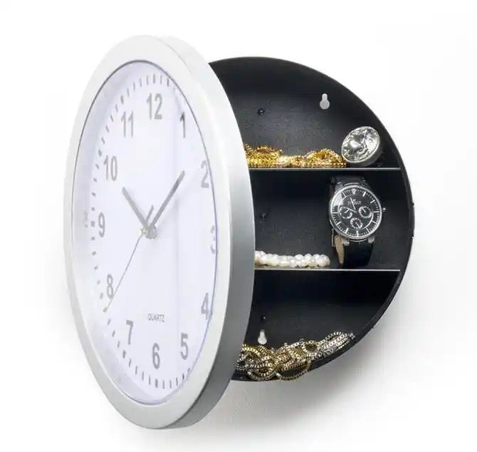 Hidden Clock Safe Gold Or Silver Color Retro Round Wall clock - Medaid International
