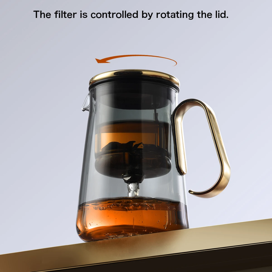 Luxury Large Glass Tea cup pot with One-Click Filter - Medaid International