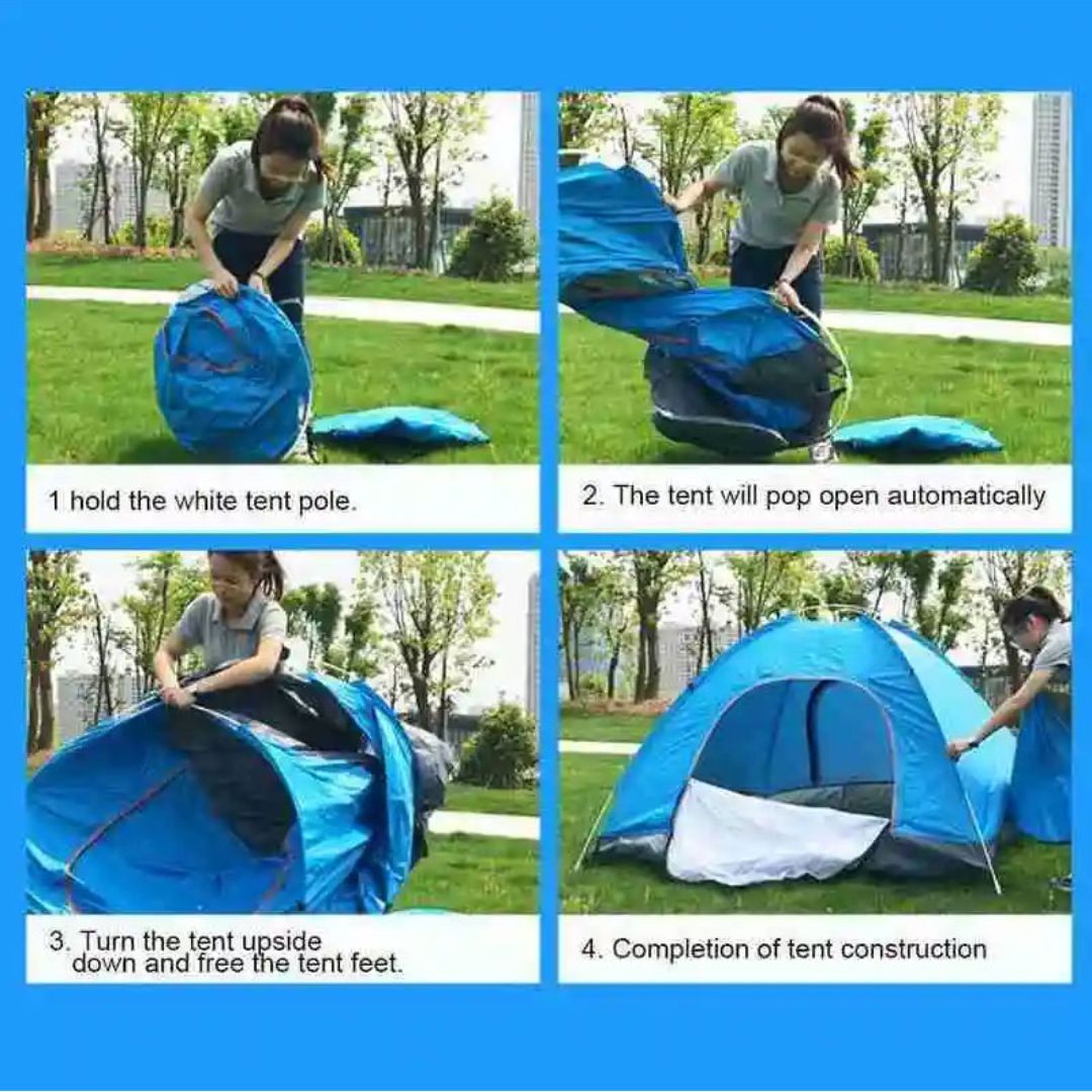 Automatic Pop-Up Tent ‚Äì Double Door, Single Layer, Waterproof & Windproof for Outdoor Camping with Carry Bag ‚Äì Green - Medaid International