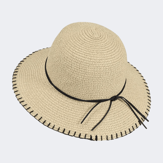 Stamion Floppy Medium With Drawstring Women Beach Hat Natural/Black - Medaid International