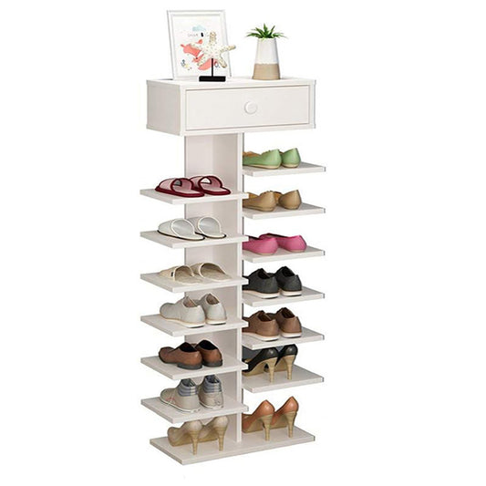 120 CM Waterproof Shoe Storage and Organizer Rack with Drawer on Top Free Standing Shoe Shelf for Entrance Hallway Bedroom White - Medaid - Lebanon