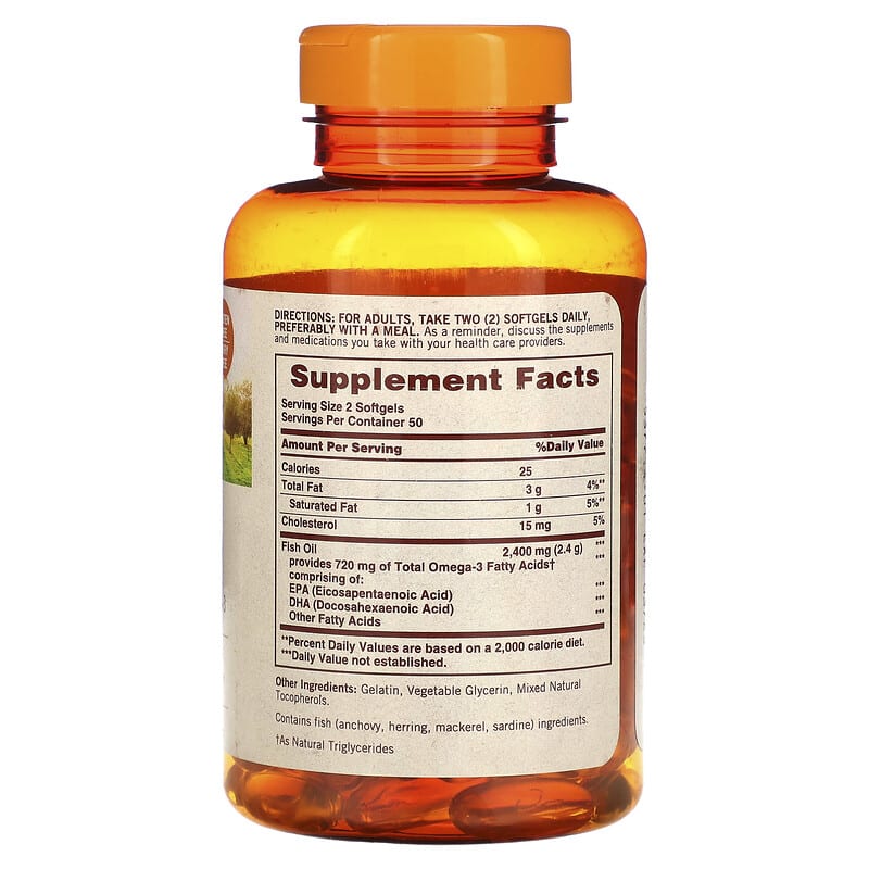 Sundown Naturals, Fish Oil, 1,200 mg, 100 Softgels - Medaid International