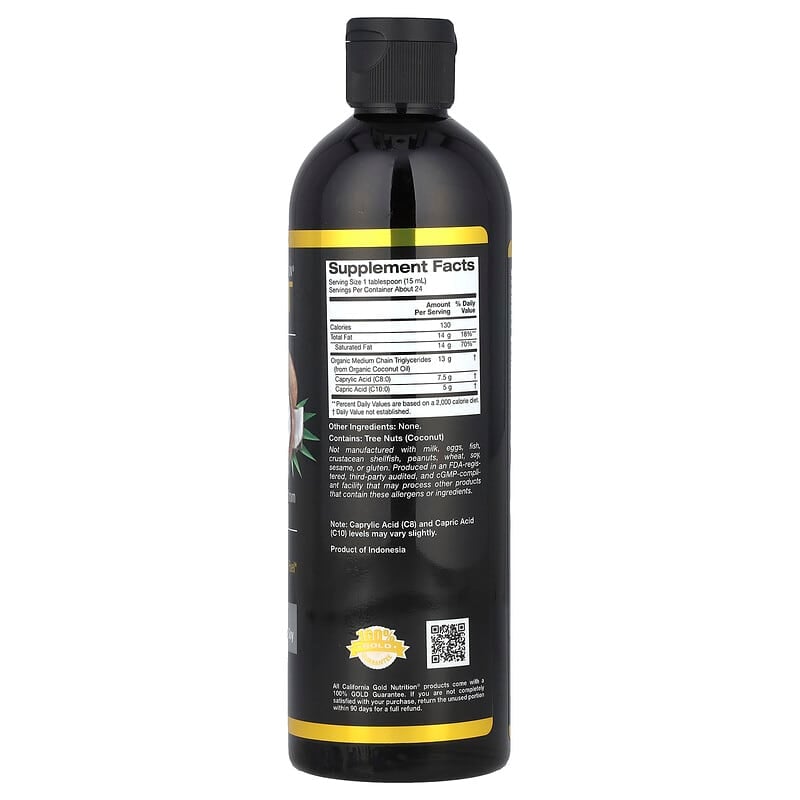 California Gold Nutrition, Sport, Organic MCT Oil, Unflavored, 355 ml - Medaid International