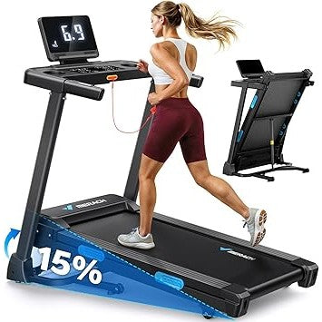 MERACH Walking Pad Treadmills for Home Foldable with Incline, جهاز مشي رياضي Cardio Equipment Treadmills for Heavy People, 0.8-12 km/H Treadmill, LED Display & Fitness App 15% incline