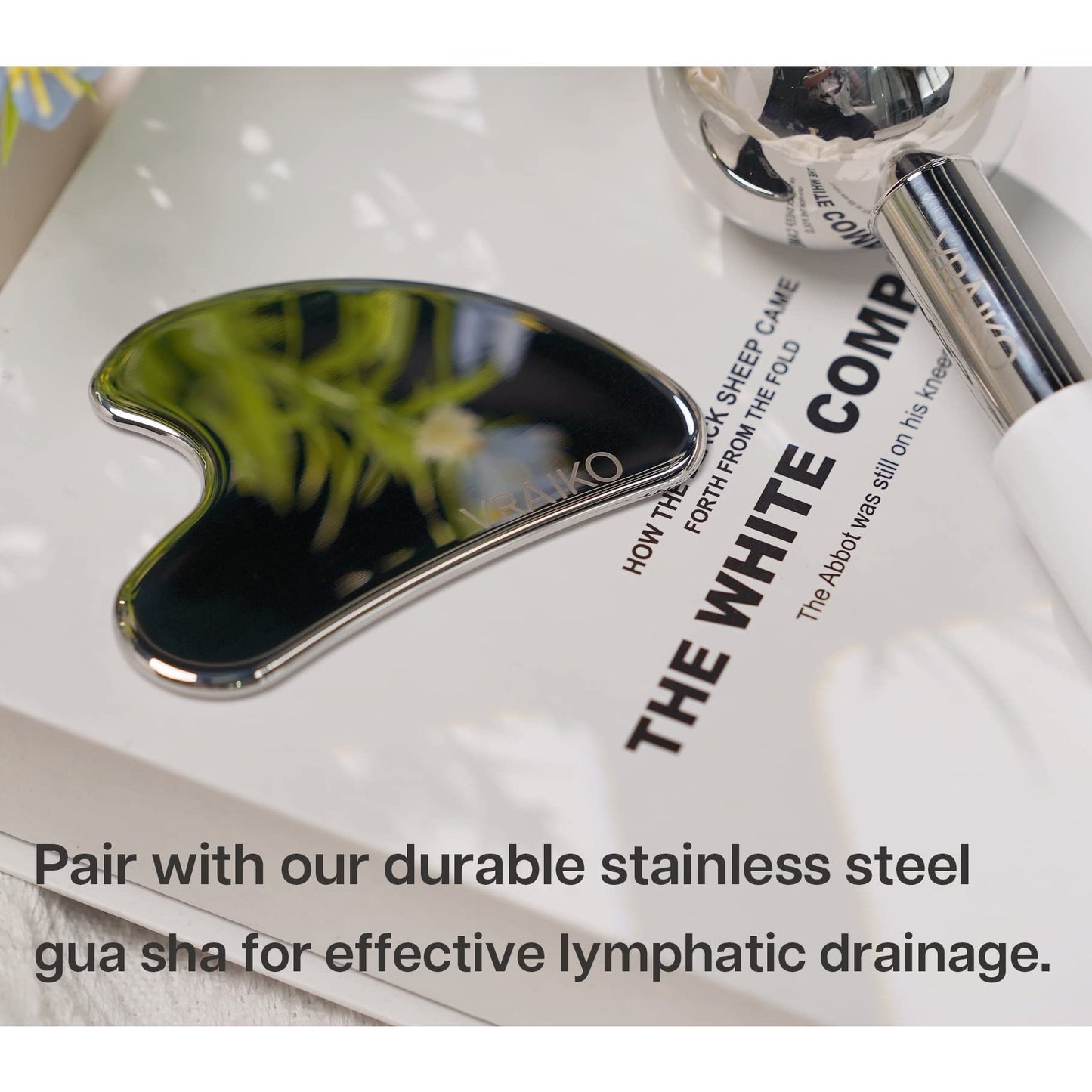 VRAIKO ICE Globes for Facials & Gua Sha Set, Gua Sha Facial Tools and Cryo Sticks with Unbreakable Steel, Face Massager Cooling Rollers for Dark Circles, Puffiness and Lymphatic Drainage (White) - Medaid International