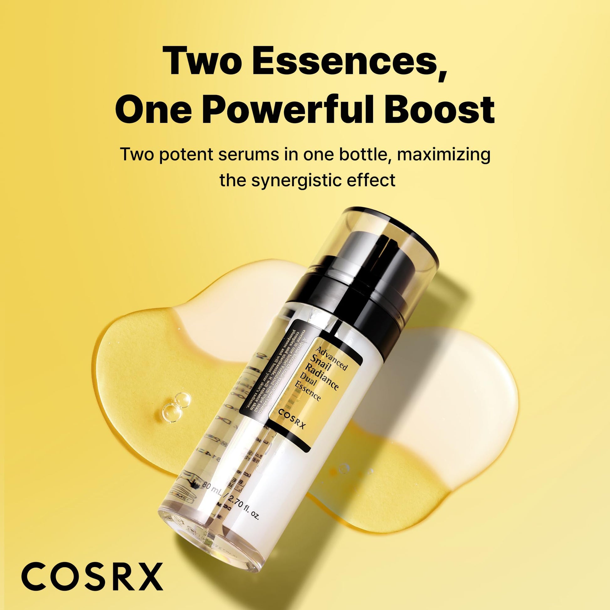 COSRX Niacinamide 5% + Snail Mucin 74% Dual Essence, Anti Aging Face Serum for Dull Skin, Mothers day gifts for mom, Sensitive Skin, Not Tested on Animals, Korean Skin Care, 2.70 fl.oz / 80ml - Medaid International