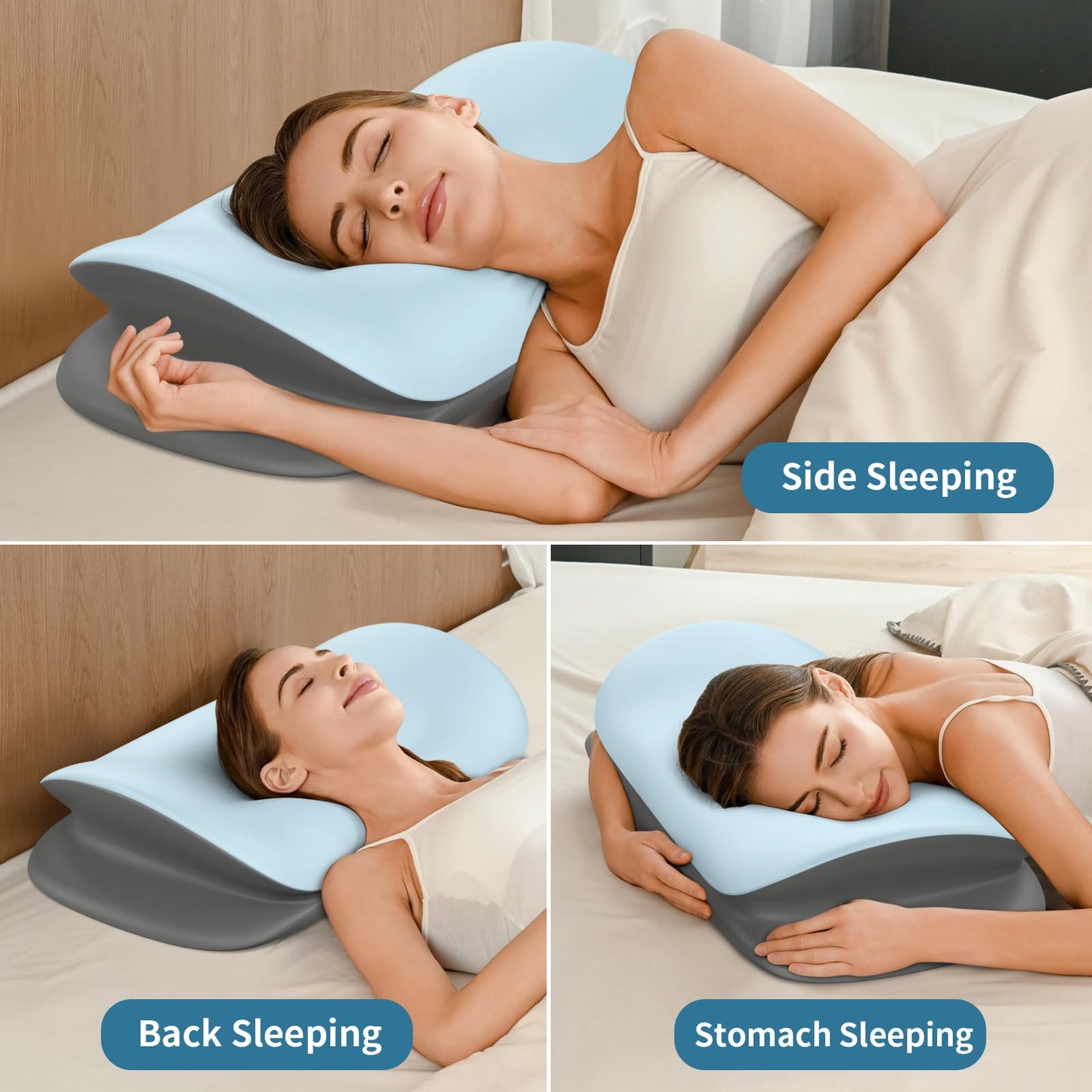 Olumoon Cervical Neck Pillow for Pain Relief - Ergonomic Memory Foam Contour Pillows for Side, Back & Stomach Sleepers, Cervical Pillow for Neck Support Sleeping with Breathable Cover - Medaid International