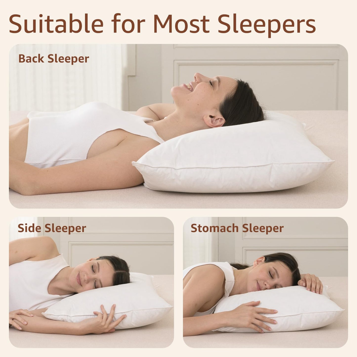 AIKOFUL Luxury Feathers Down Pillows King Size Set of 2, Hotel Quality Fluffy Bed Pillows, Soft Pillows for Sleeping, Organic Cotton Cover(20x36”, Pack of 2) - Medaid International