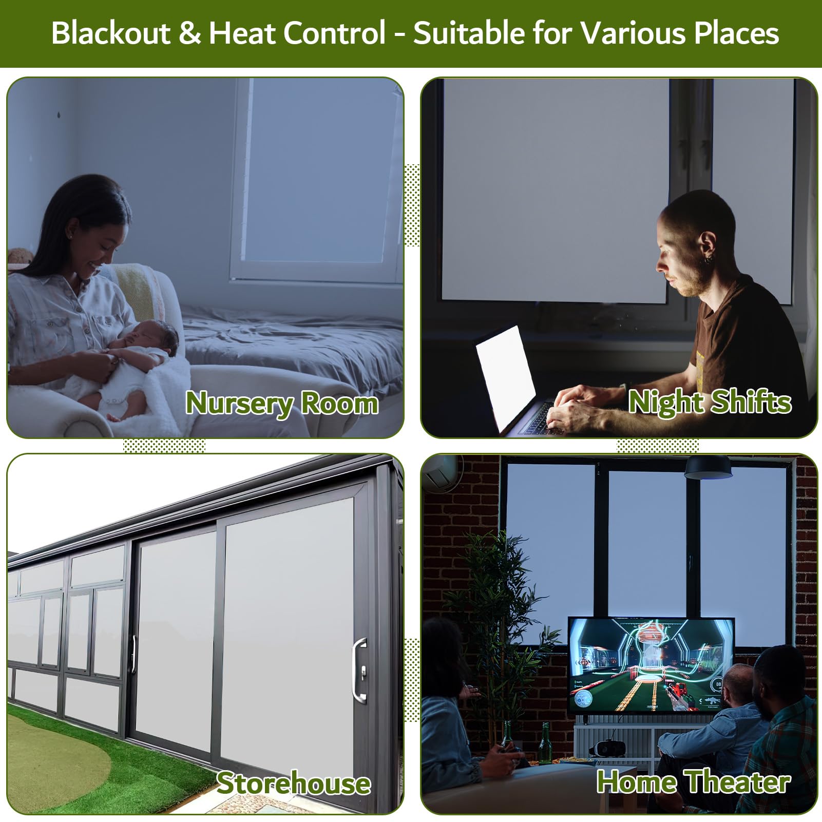 VELIMAX White Blackout Window Film, 100% Light Blocking Window Cover, Opaque Vinyl Cling, Privacy Film for Glass, Sun Blocking Films Non Adhesive, 17.7in x 78.7in - Medaid International